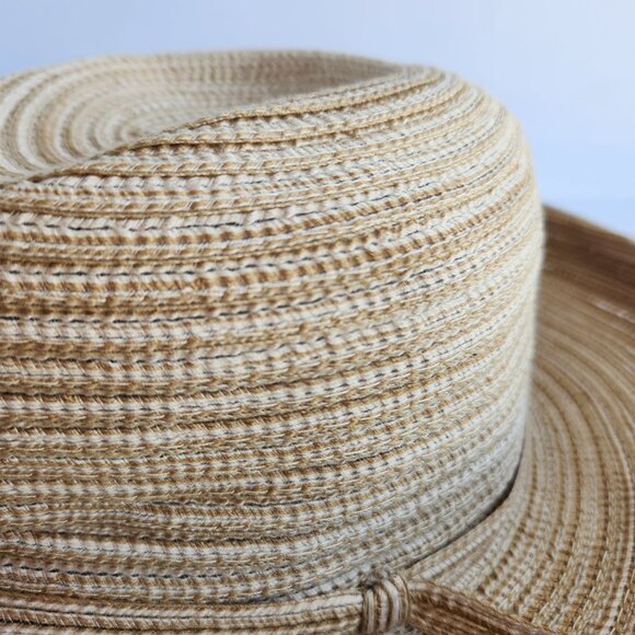LIKE NEW Sun N' Sand Tan Coastal Craze Upturn Brim Braided Hat 4" Brim UPF 50+ - Picture 6 of 6